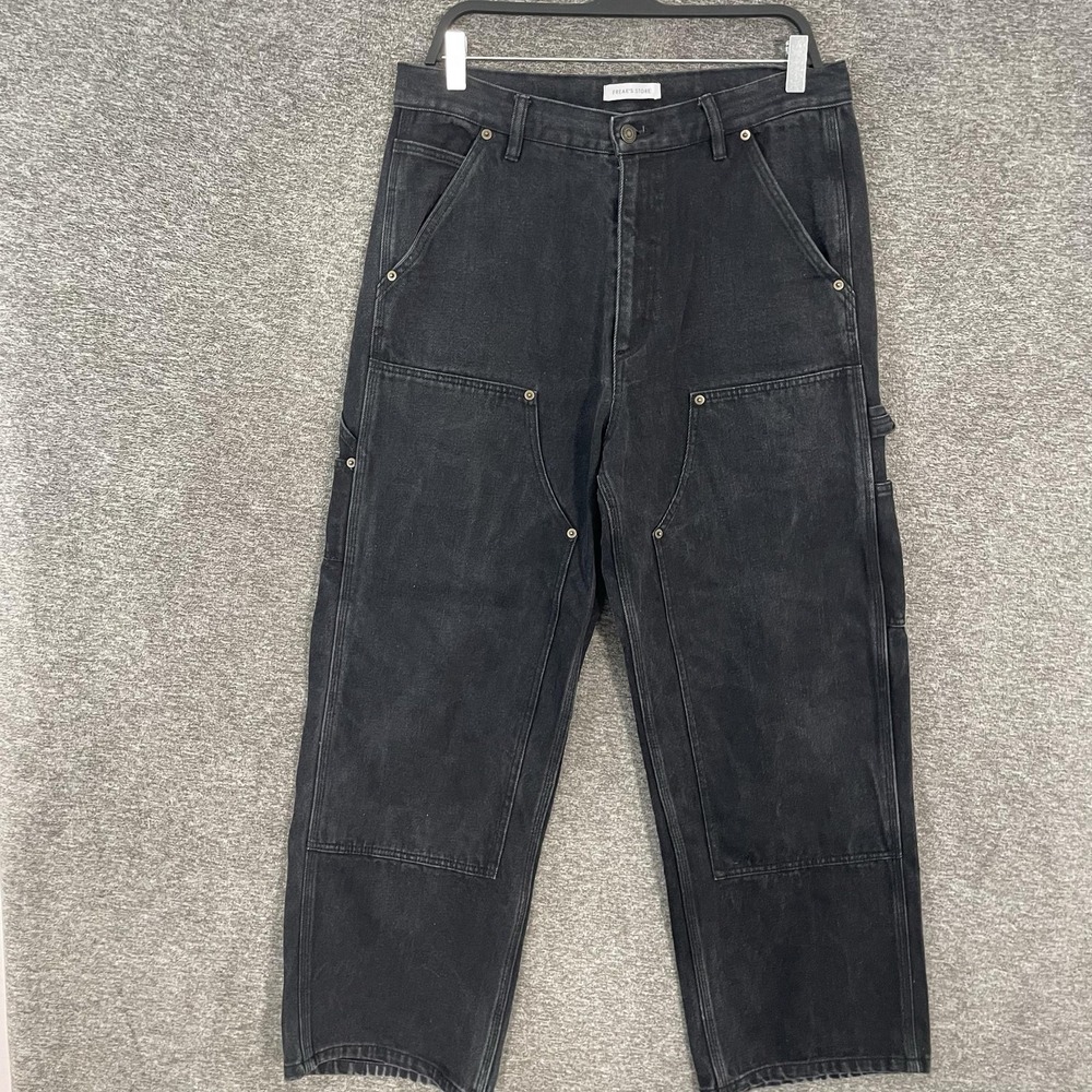 FREAK'S STORE Jeans Mens 33x29 Black Relaxed Double Knee‎ Charcoal Workwear